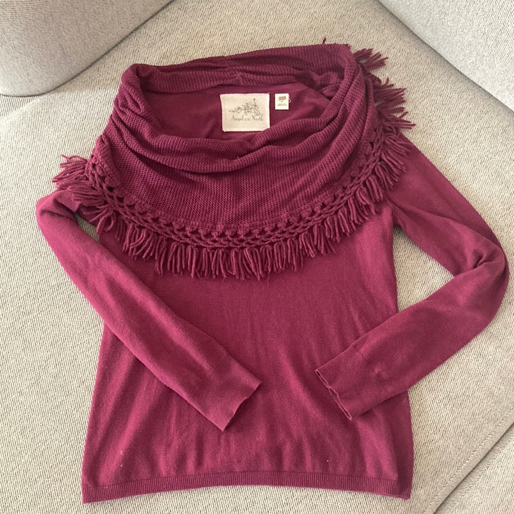 Anthropologie Burgundy Cowl Neck Sweater